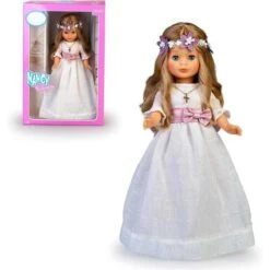 Nancy - Muñeca De Colección Para Primera Comunión Con Vestido Blanco Y Corona De Flores, Rubia, Reedición 2023 -Juguetes Para Niños medias 315