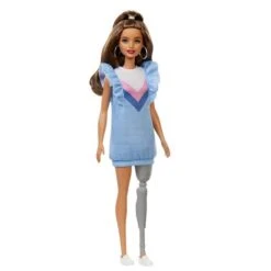 Barbie - Muñeca Fashionista Con Prótesis - Vestido Azul